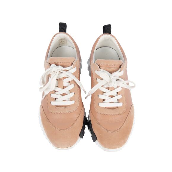 HERMÈS Pink Leather Bouncing Sneakers Size 37 - Picture 2 of 4